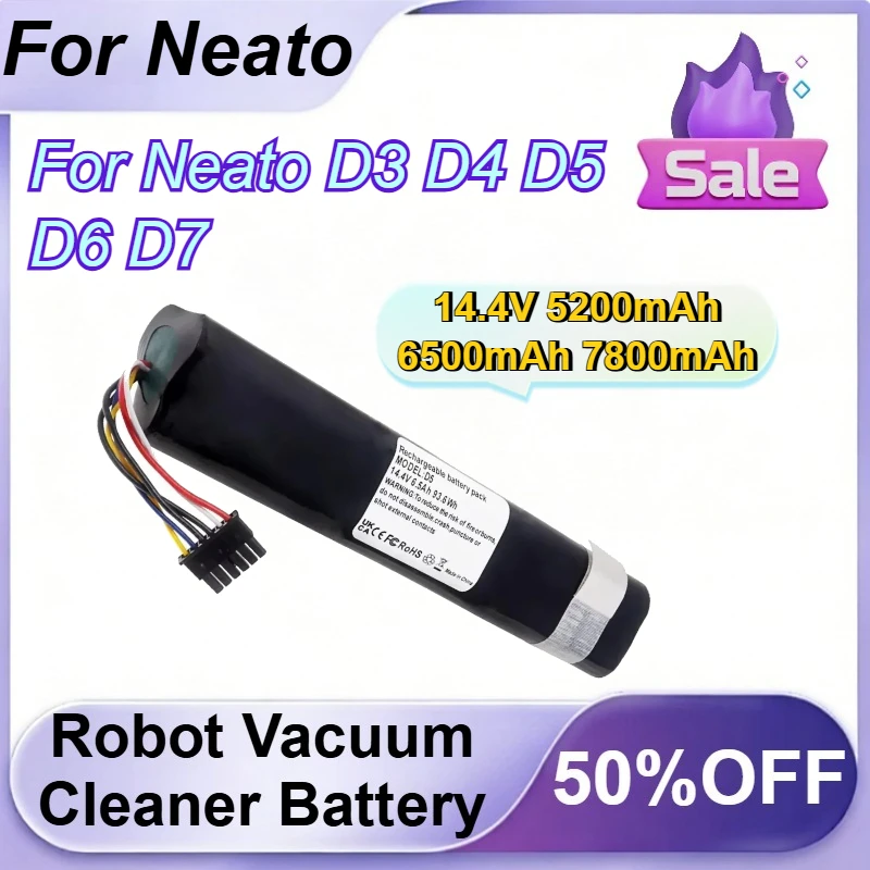 

Аккумулятор 14.4V 5200mAh 6500mAh 7800mAh для робота-пылесоса Neato D3 D4 D5 D6 D7