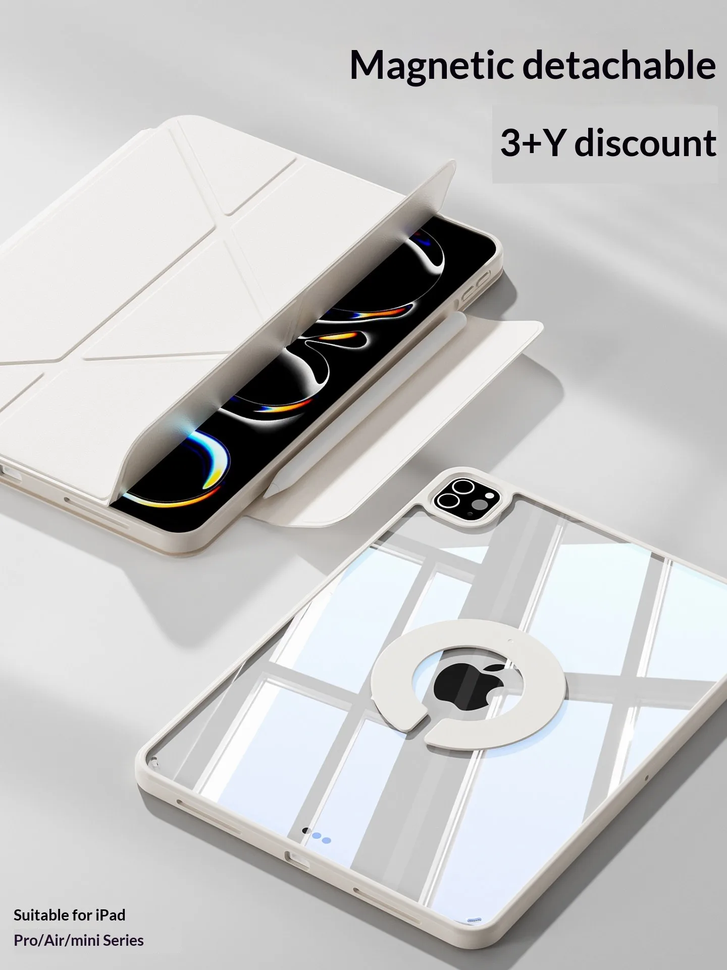 ZOYU iPad  A16 11/10th Gen Detachable Y-Shaped Folding Case,iPad 10.2 7/8/9th Gen Air 11 Pro 11 12.9 13 Mini 67 Rotate 360° Case