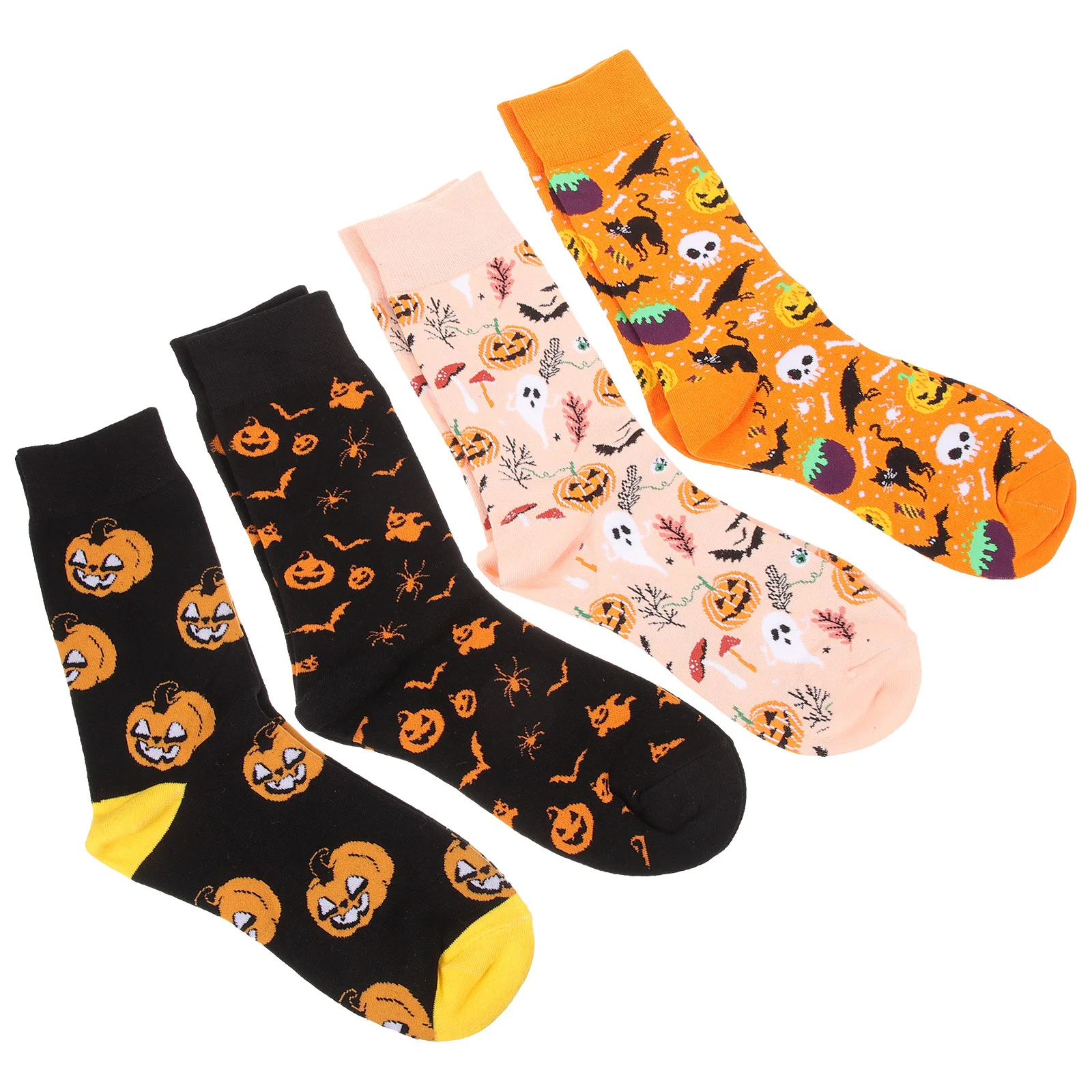 4 Pairs Personalized Cotton Socks Halloween Cartoon Mid-calf Sports Thigh Stockings for Girls Knee Fabric Man Men Apparel