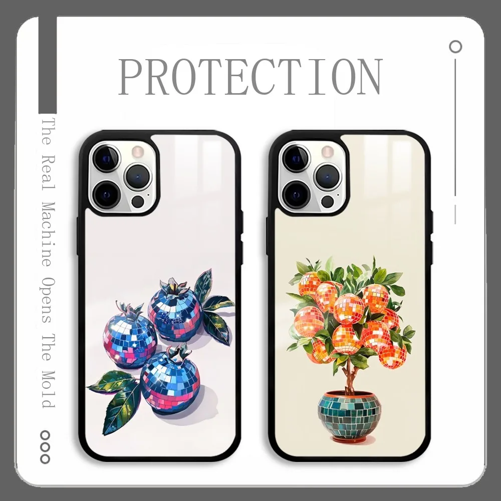 

Blueberry Orange Disco Fruit Phone Case For IPhone 16 15 14 13 12 11 Pro Xs Max Mini Plus Celulares Hard Funda