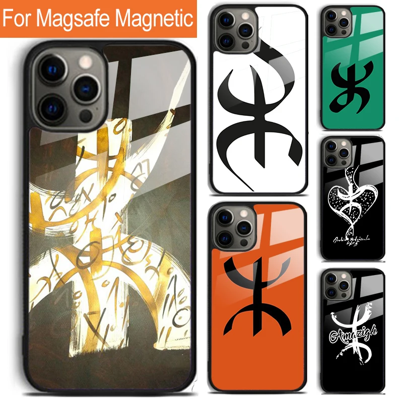 Amazigh Symbol Berber Academy Phone Case For iPhone 16 15 14 13 12 11 Pro Max Plus Magsafe Magnetic Wireless Charging Cover