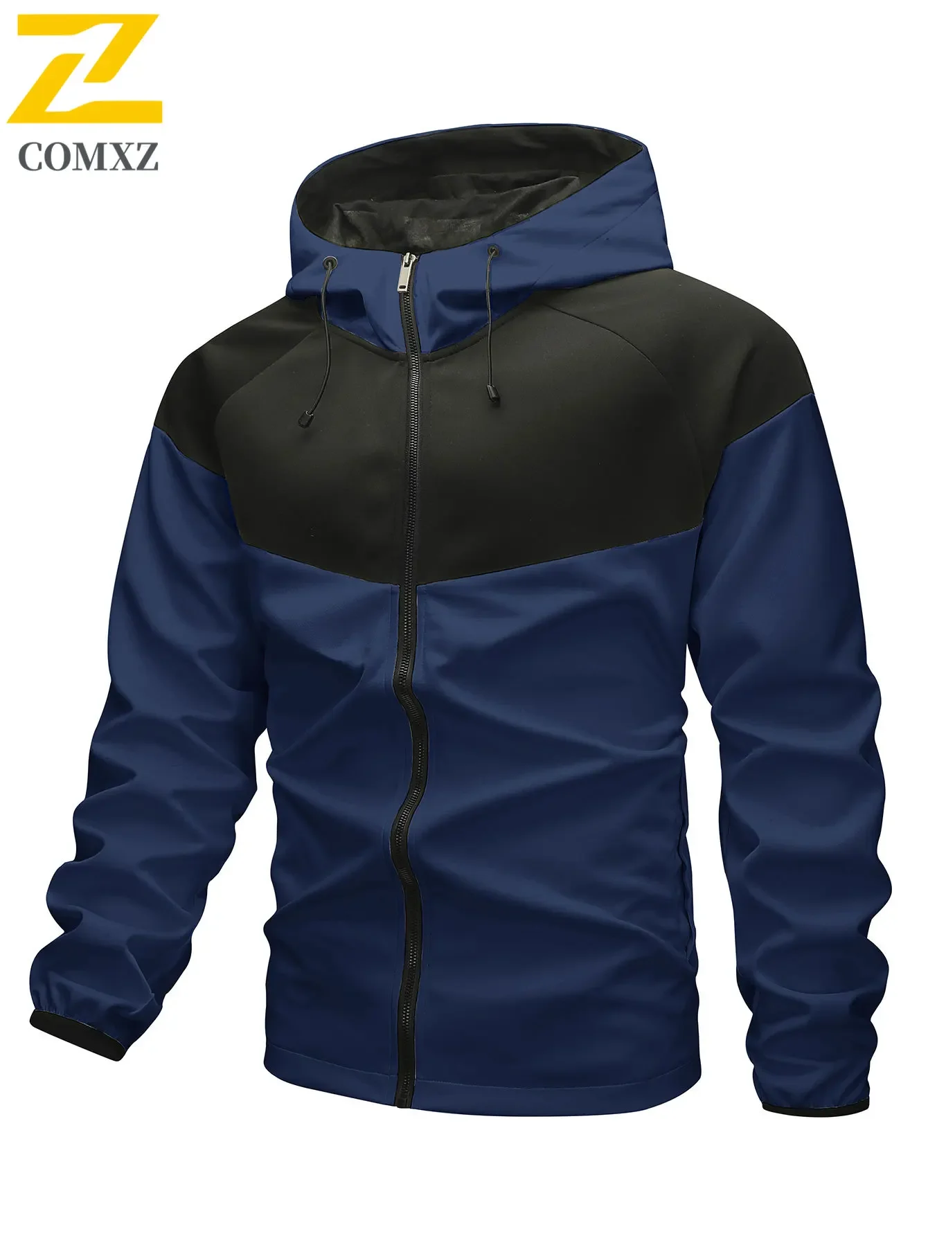 Outdoor Windbreaker Jackets Men's 2025 Autumn New Casual Fashion Splicing Windproof Jacket Male Hiking Camping Loose Hooded Coat