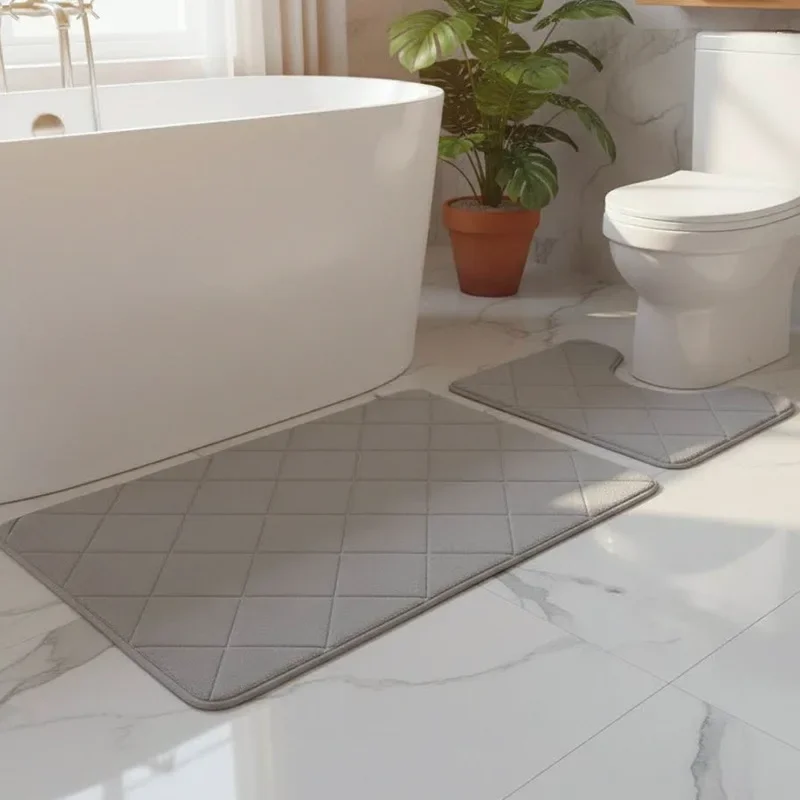 wlfSquare lattice embossed carpet, simple bathroom absorbent floor mat, bathroom non-slip floor mat