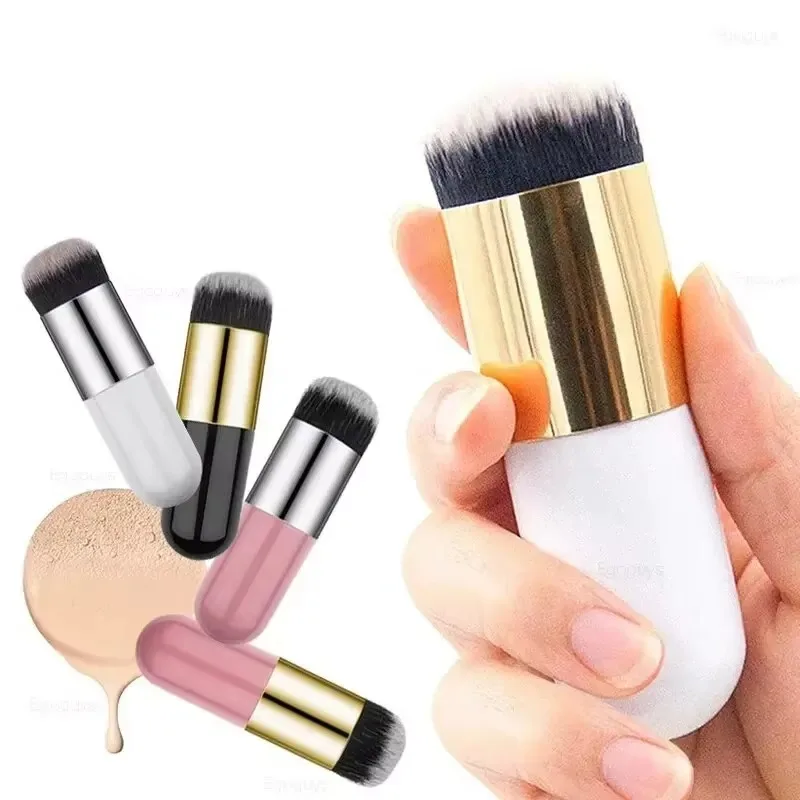 Pincel de maquiagem kabuki gordinho, pincel multiuso para base e pó para líquido/creme/cosméticos, cerdas macias para viagens, 1 peça