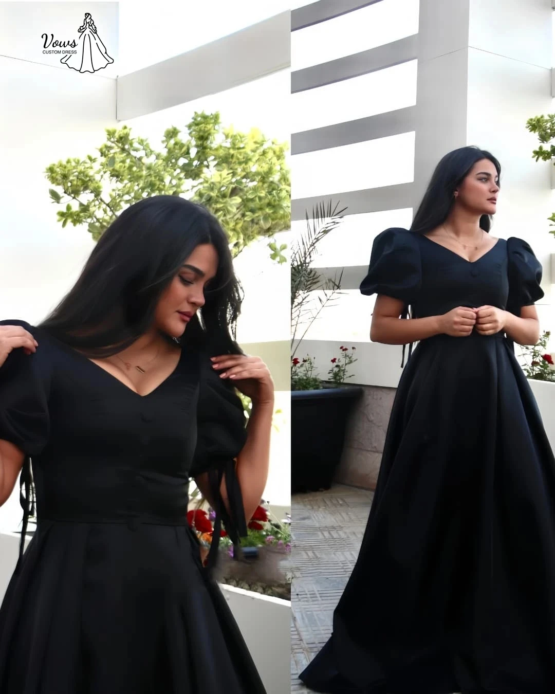 Vows بطاقة الكتف ثوب مسائي مخصص فساتين سوداء امرأة فساتين أنيقة للمناسبات الخاصة كلمة الخامس الرقبة فستان الحفلة الراقصة 2025