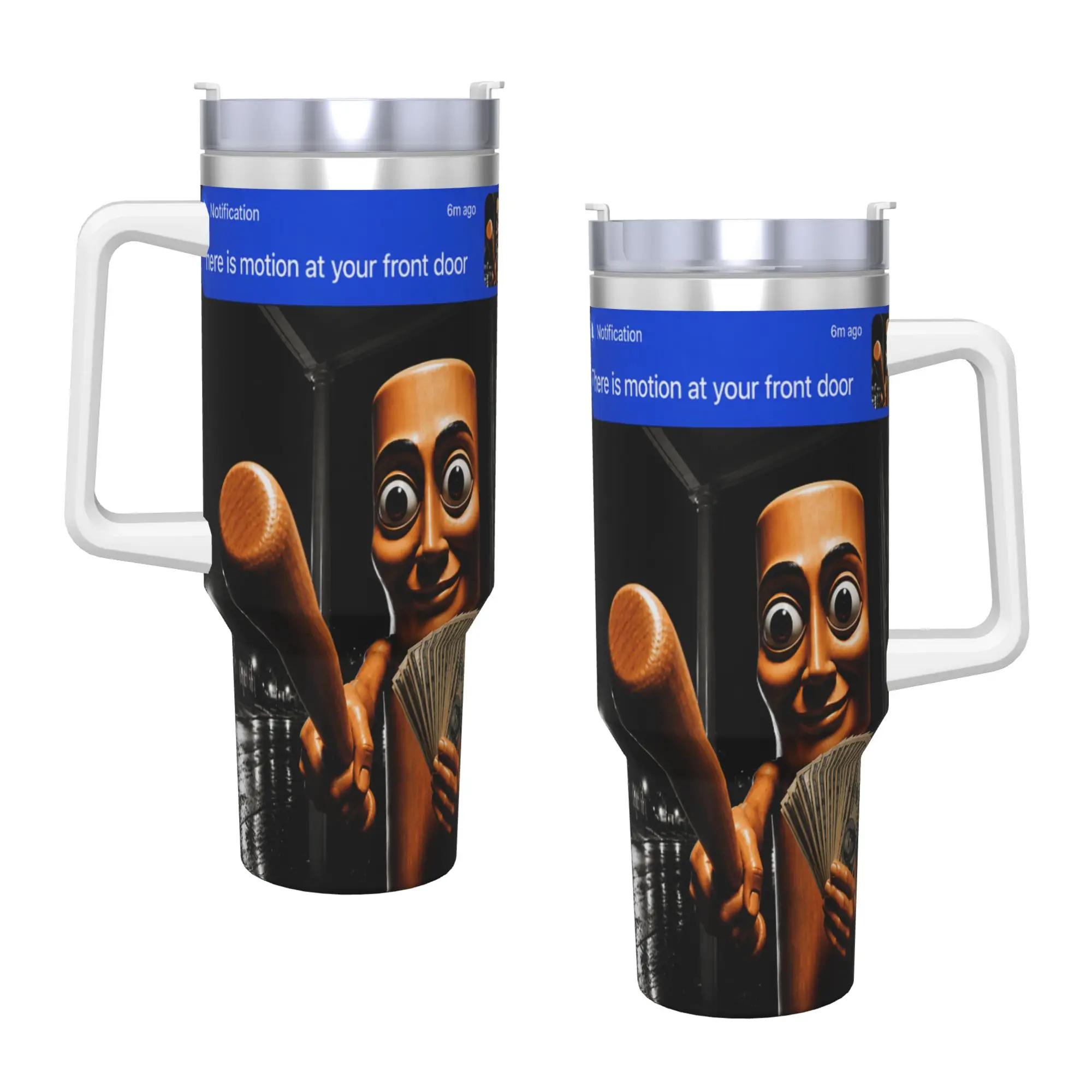 Stainless Steel Tumbler There is Motion at Your Front Tung Tung Tung Sahur Money Mugs Cup With Straws Hot Drinks Water Bottle