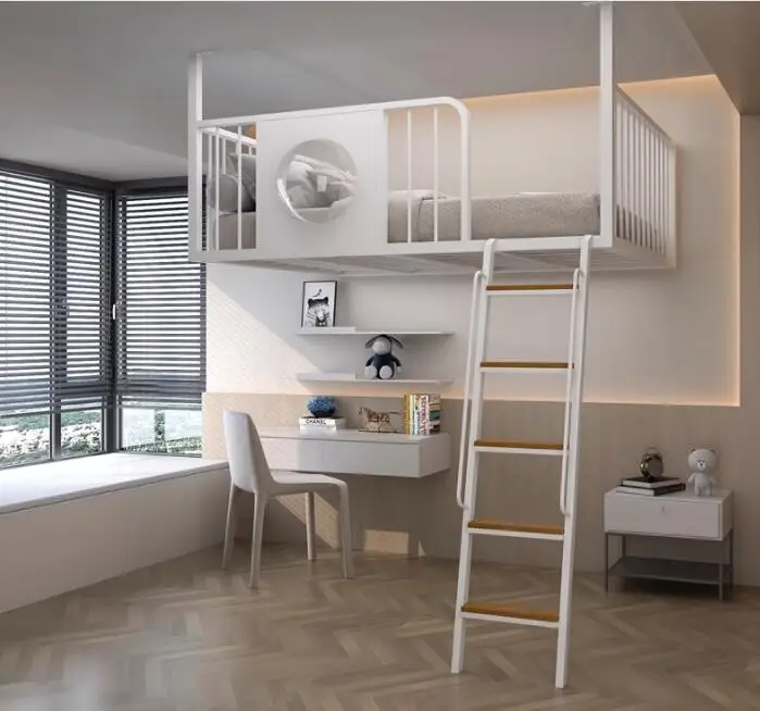 Wrought iron loft bed Apartment Hanging wall bed Children\'s space saving loft bed