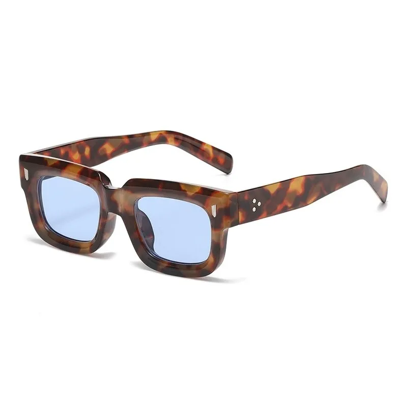 Retro Rivets Men Sunglasses Ins Popular Fashion Designer Sunglass Woman Shades UV400 Trending Double Color Square Sun Glasses
