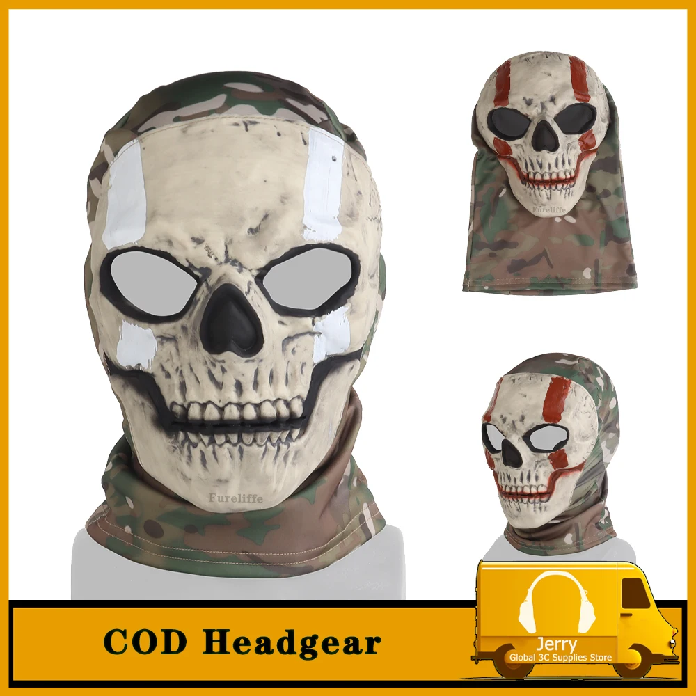 

Full Face COD Ghost Skull Mask,Halloween Decoration Party Horror Horny Play Props Carnival Skull Tactics Game Confusing Headgear