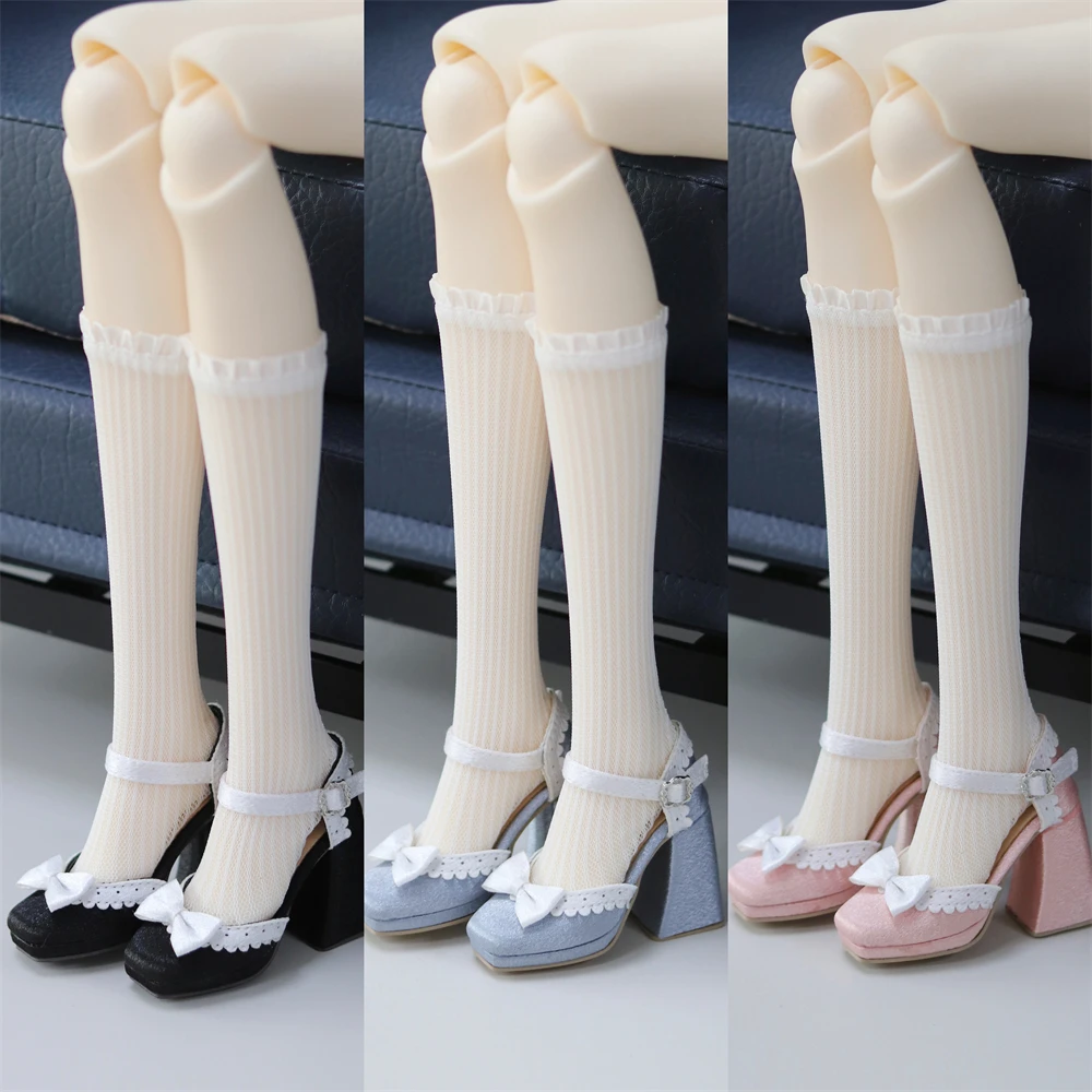 

Кукольные туфли BJD с одной пряжкой и квадратным носком, толстые высокие каблуки, игрушки с бантом для девочек, элегантные 1/3 розового, черного цвета, мягкие шелковые кружевные аксессуары для кукол