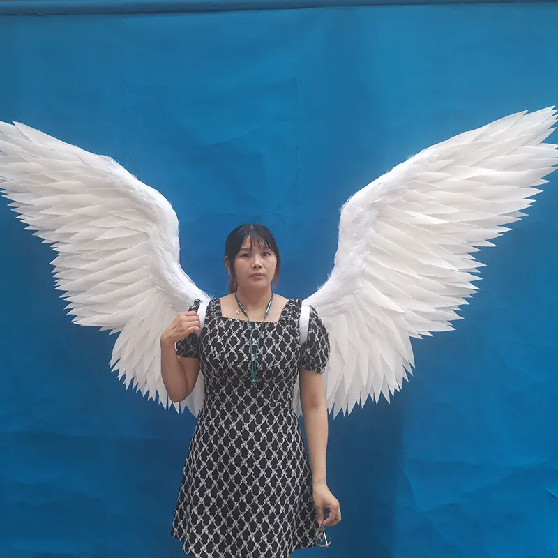 White Angel Wings with Model Catwalk Fashion Show Photography Costumes Accessories Bar Nightclub Props