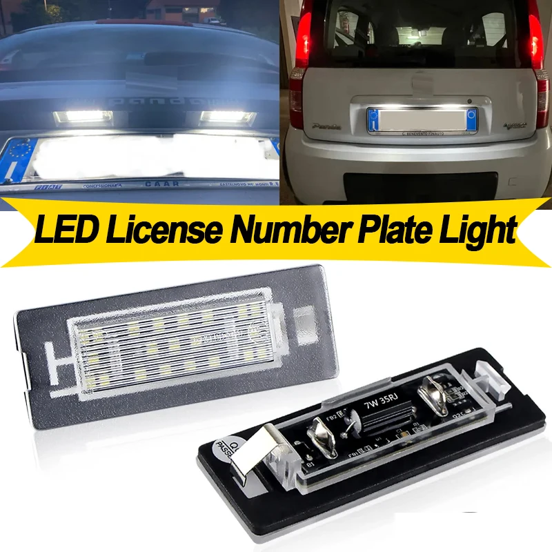 

2PCS LED License Number Plate Light For Fiat Panda Mk3 Type 169 2004 2005 2006 2007 2008 2009 2010 2011 Mk4 Type 312 319 2011-up