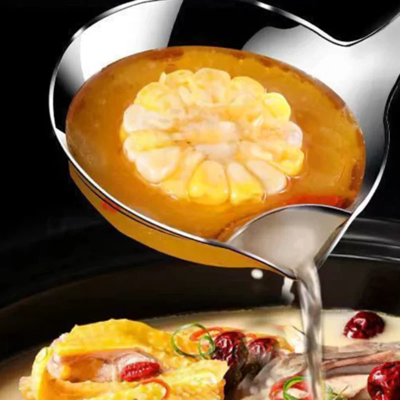 Colador de acero inoxidable, cuchara, colador de sopa, cocina, salsa, aceite, sopa, separador de grasa, aceite de yogur, espumadera, cuchara, accesorios de cocina