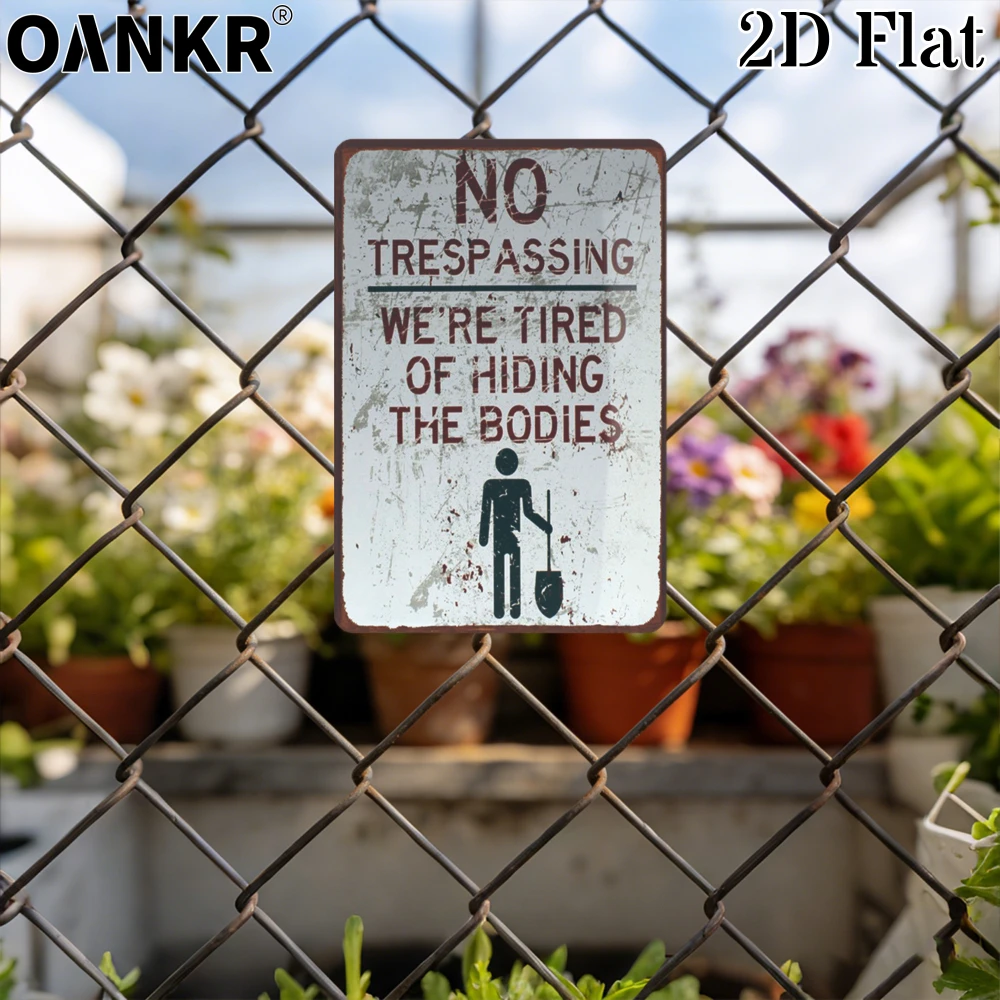 Vintage Warning Art Metal Tin Sign, We Re Tired Of Hiding The Bodies Metal Signs for Farm Bar Garden Home Wall Decor Plaque