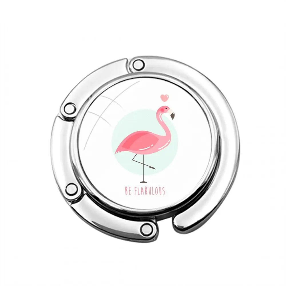 Flamingos Foldable Purse Hook for Women's  Table Handbag Storage Folding Decor Table Hook