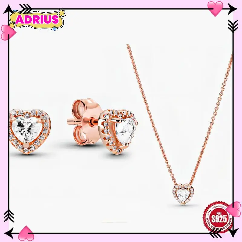 S925 Sterling Silver Niche Super Flash Zircon Pendant Fashion Accessories Necklace Earrings Light Luxury Set Advanced Design