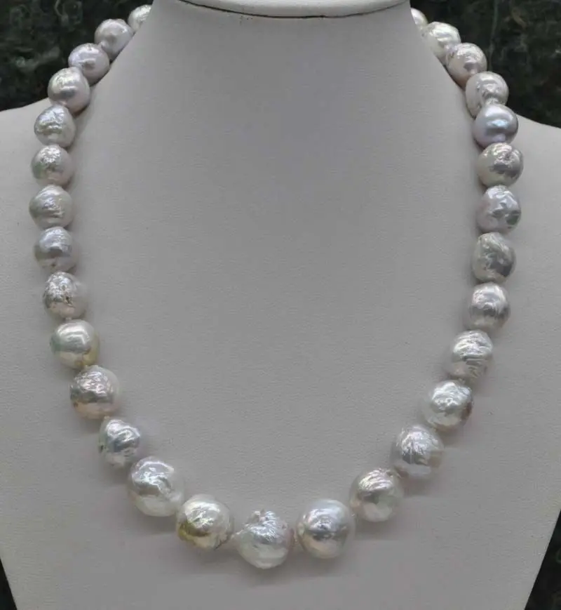 

luxury Natural Rare 12-14mm white Kasumi Pearl Necklace 18"