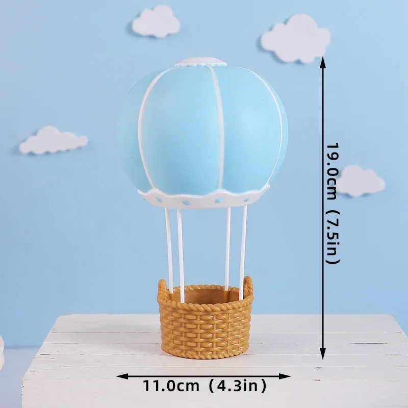 Hot Air Balloon Bear Cake Topper Set Pink Blue Green for Baby Shower Kids Birthday Party Boy Girl Cake Decor Supplies Kit view 3