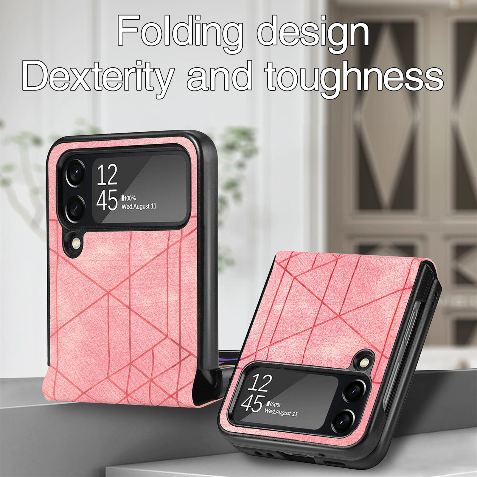 Anti-Sweat Leather Cell Phone Accessories Case for Samsung Galaxy Z Flip 4 5G Flip4 Zflip4 Shockproof Folding Cover