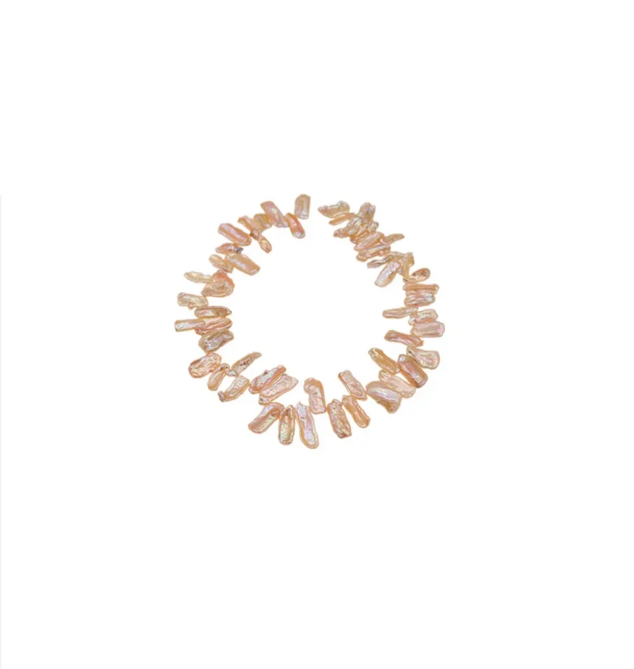 

Charming 15inch Pink Baroque Unfinished Pearl Necklaces