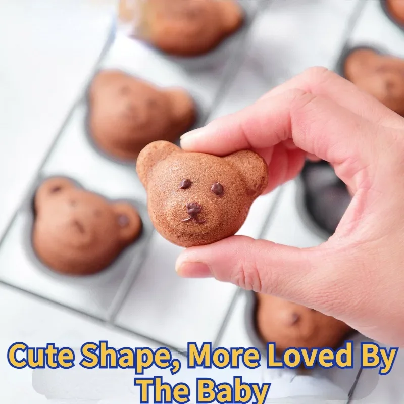 Cute Bear Carbon Steel Cake Baking Tray, Creative Bear Cake Mold for DIY Complementary Food, Home Kitchen Baking Bakeware Tool