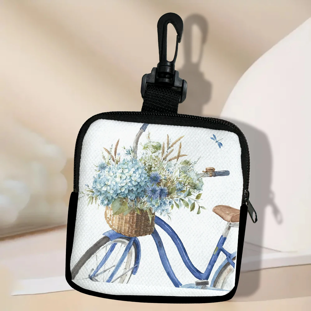 

Blue Hydrangeas Portable Coin Purse Handbag Women Wallet Zipper Clutch Gifts Mobile Phone Bag Ladies 7.2