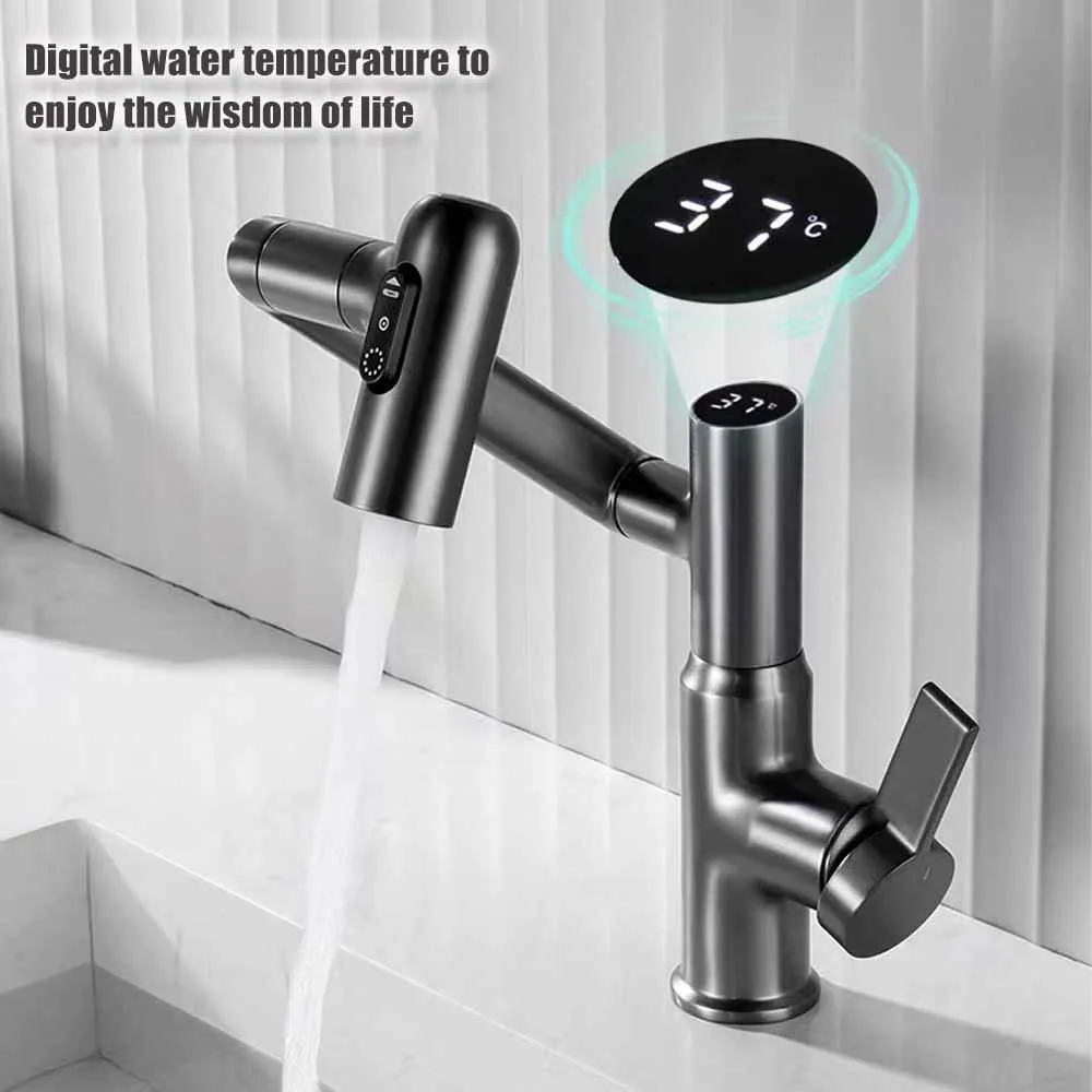 

Digital Display LED Basin Faucet Multi-function Stream Sprayer 360 degree swivel Faucets