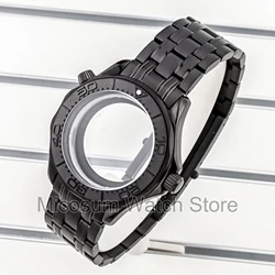 41mm Black PVD watch case strap bracelet watch band fit Seamaster 300 NH35 NH36 NH34 movement 31mm dial watch accessories parts