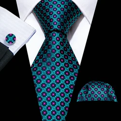 Nouveauté Teal Dots aught pour hommes Fashion Trend Neck-aught Tissé Pocket Square lèvent de manchette Set Party Business Designer erra. Wang FA-635