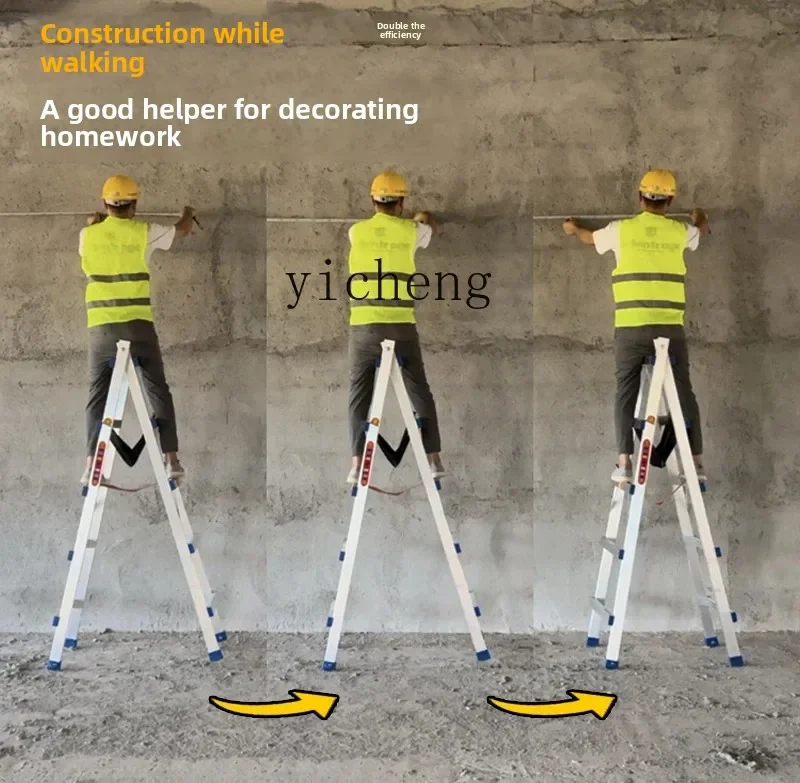 thickened aluminum alloy herringbone ladder walkable welding engineering special folding staircase decoration