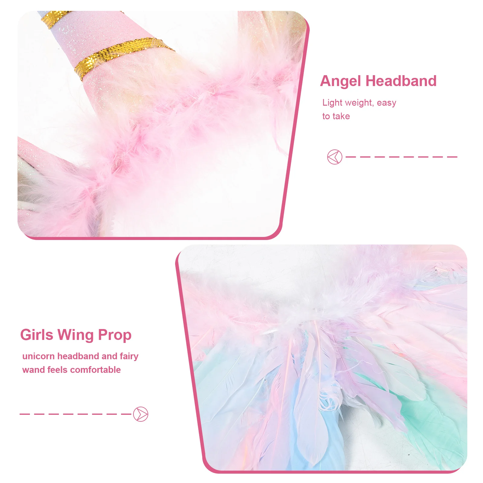 

1Set Angel Wings Headband Fairy Wand Costume Props Girls Wing Prop Cosplay Party Supplies Stage Performance Festival