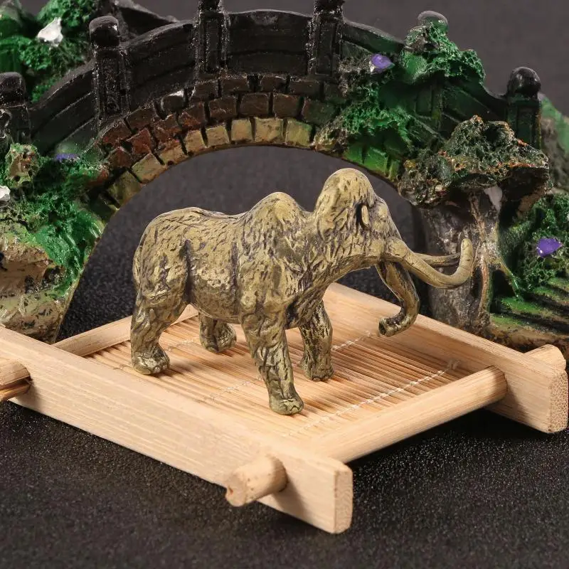 Brass Woolly Mammoth Figurines Extinct Animals Collectible Copper Sculpture Home Desktop Decoration