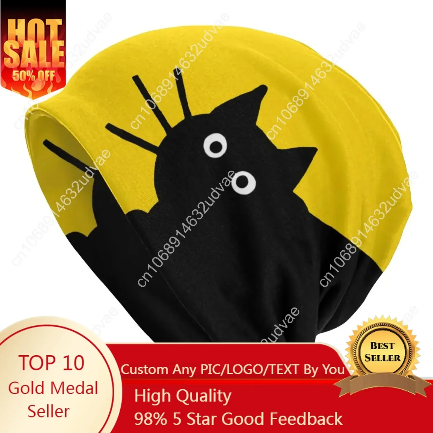 

Personalized Custom Winter Warm Black Cat Bonnet Femme Slouchy Beanie Hat Cool Ski Skullies Beanies Caps for Men Women
