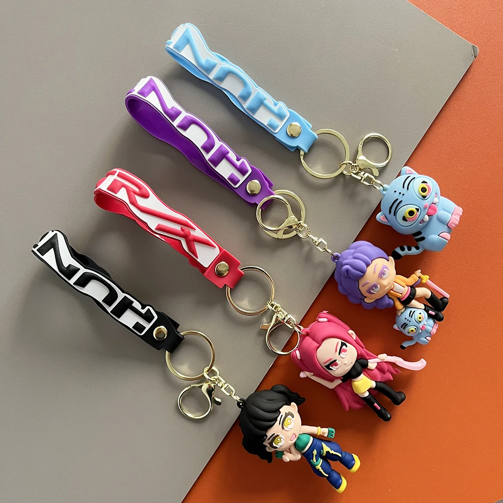 KPOP شيطان الصيادين ديربي النمر شخصية المفاتيح البلاستيكية سيليكون لطيف نمط حلقة رئيسية للأطفال والمحبي هدية عيد الهالوين