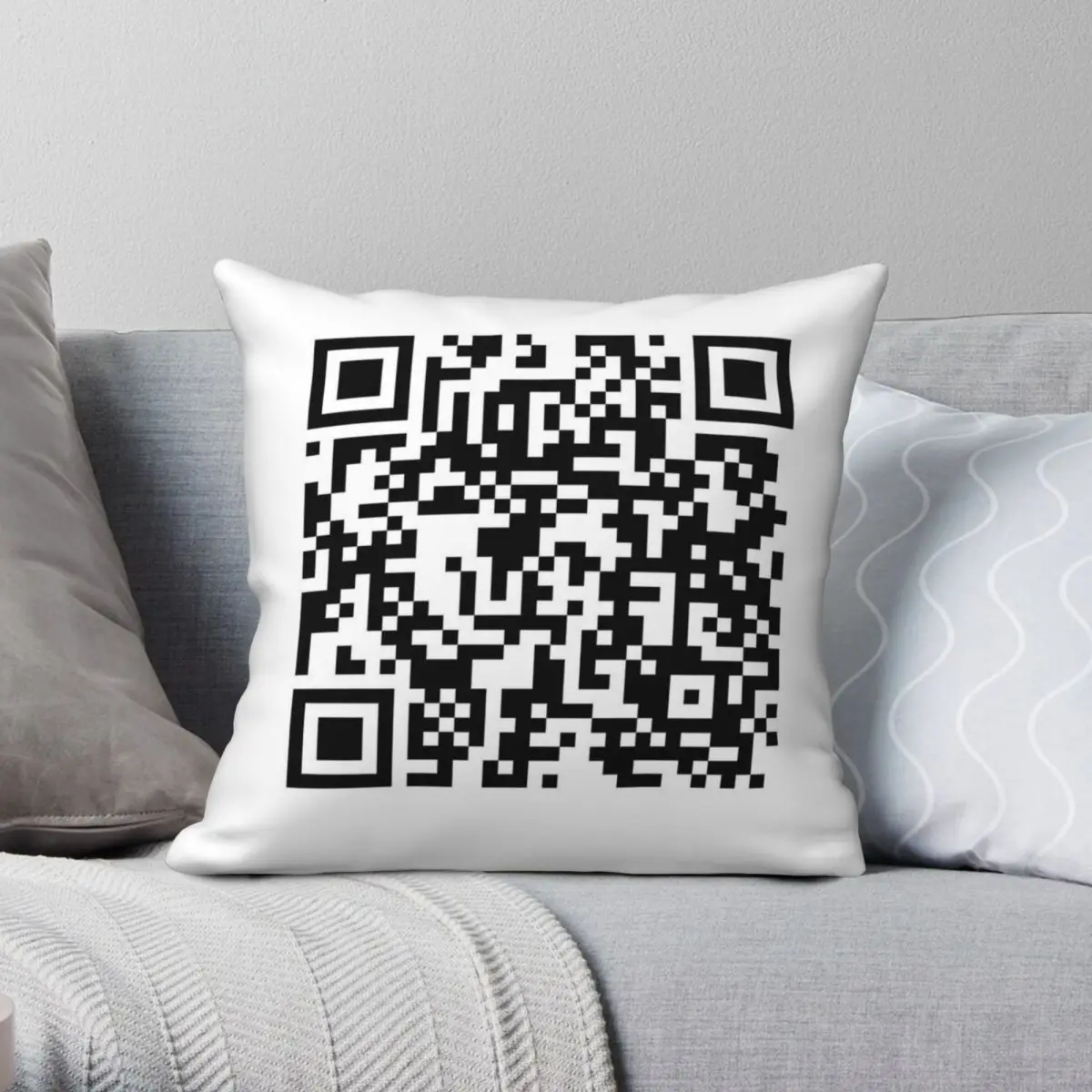 Rick Roll QR Code Large Pillowcase Polyester Linen Velvet Printed Zip Decorative Throw Pillow Case Car Cushion Cover