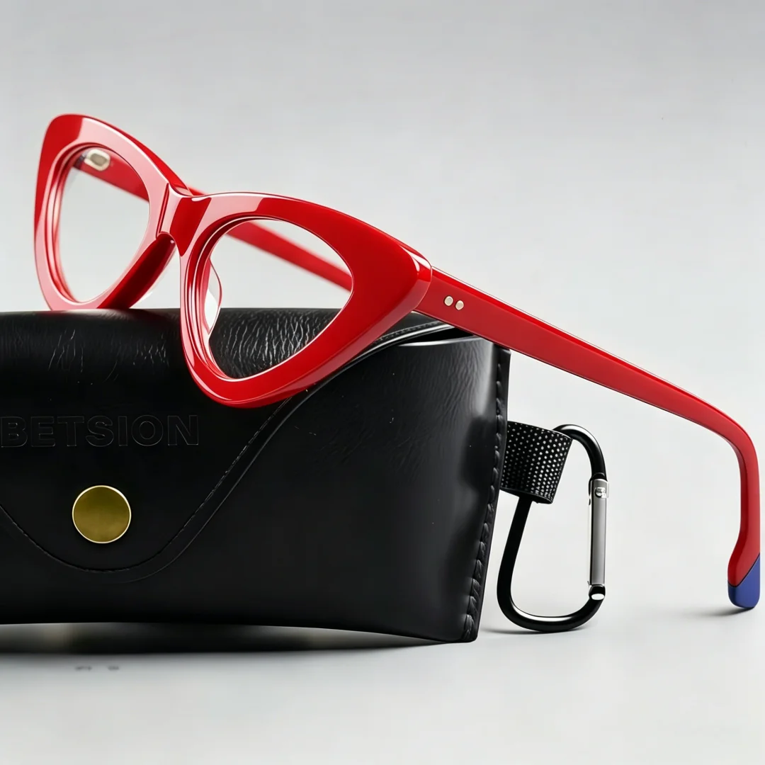 

BETSION Vintage Cat Eye Acetate Eyeglasses Frame Small Size Optical Frame With Contrast Color For Women Prescription Glasses