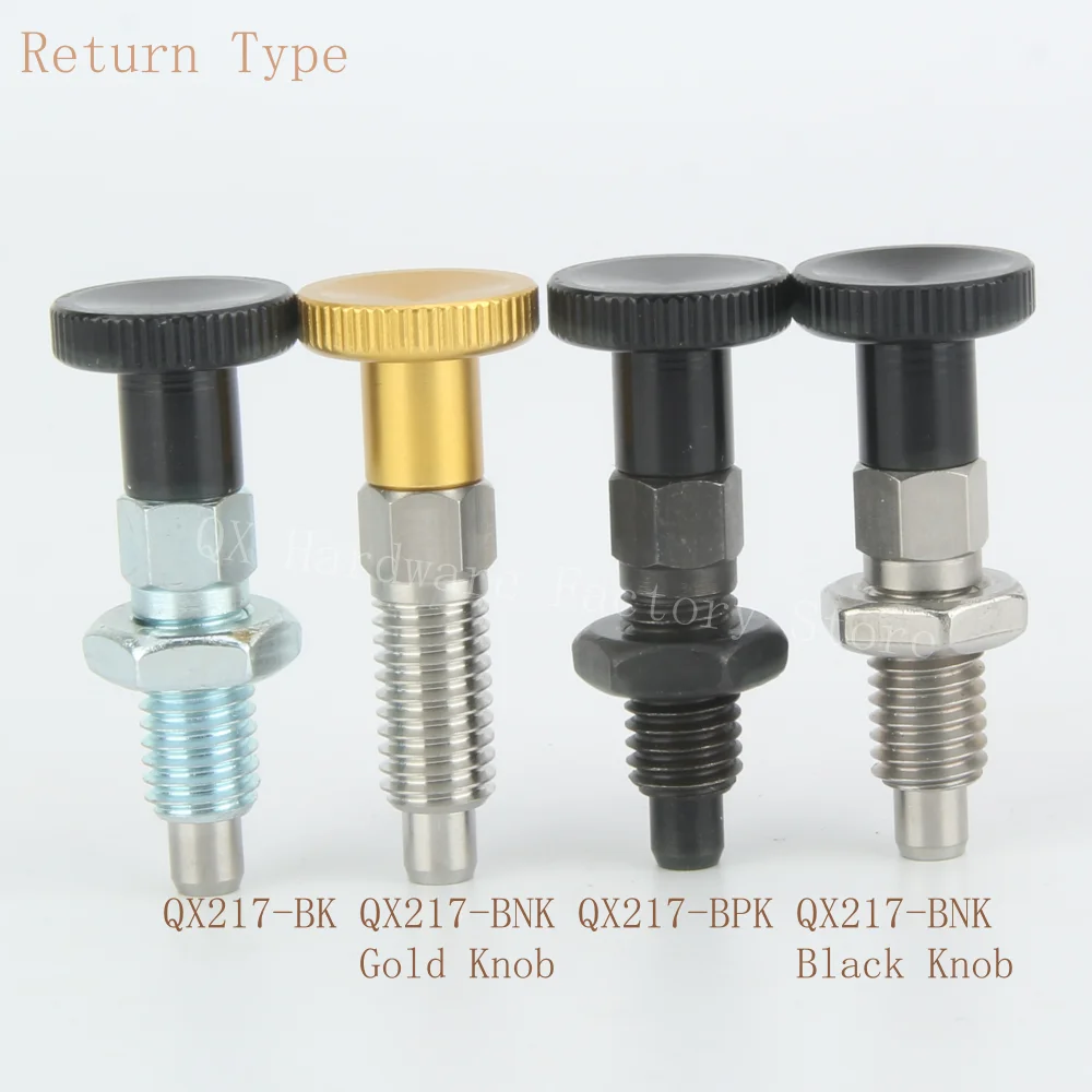 QX217 Return Type/Rest Position Aluminum/Plastic Knob Indexing Plungers Threaded Locating Pin with Nuts