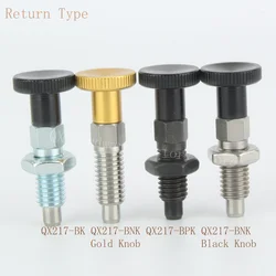 QX217 Return Type/Rest Position Aluminum/Plastic Knob Indexing Plungers Threaded Locating Pin with Nuts