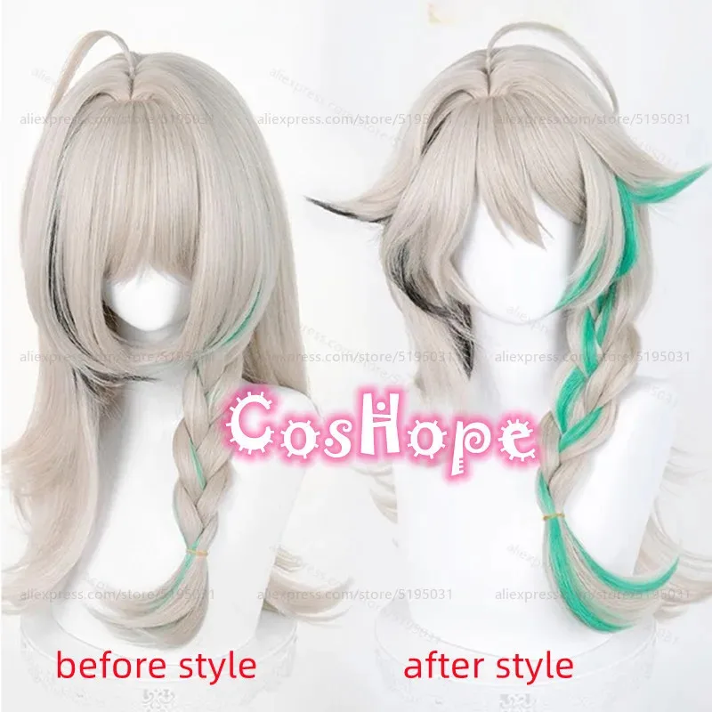 Aza Косплей Парик 65 см Длинный Светлый Льняной Зеленый Выделенный Парик Косплей Аниме Косплей Парики Термостойкие Синтетические Парики