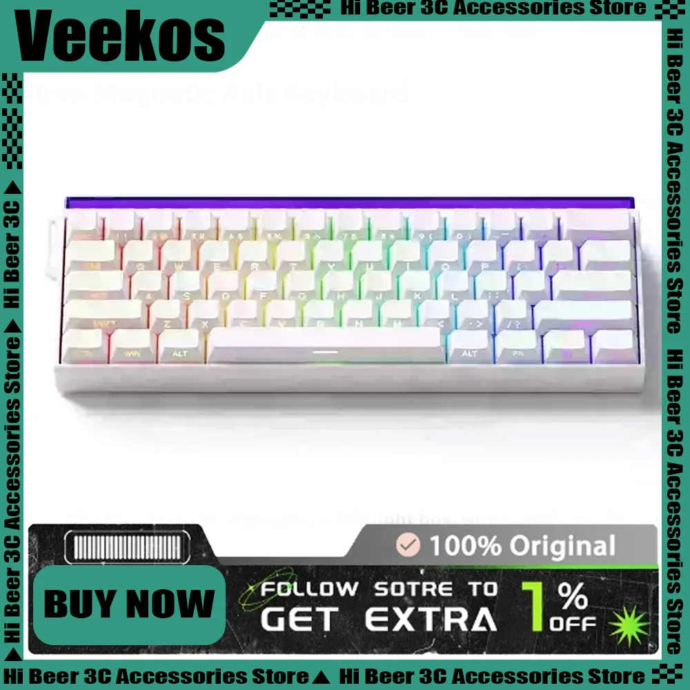 

Veekos Shin60 Wireless Tri-mode Keyboard Stablize Magnetic Axis RT0.01 8K RGB 7000mAh PC Esports Gaming Keyboards unique