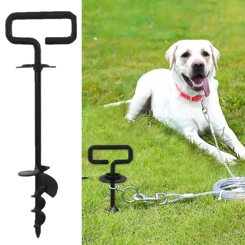 

Heavy Duty Quality Dog Stake Dog Tie Out Stake 360 Degree Swivel Dog Tie Out Ground Spiral Stake for Outside Beach Camping Yard