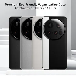 Original Premium Eco-friendly Vegan Leather Case For Xiaomi 15 Ultra / 14 Ultra Phone Cover With Metal Camera Ring Shockproof