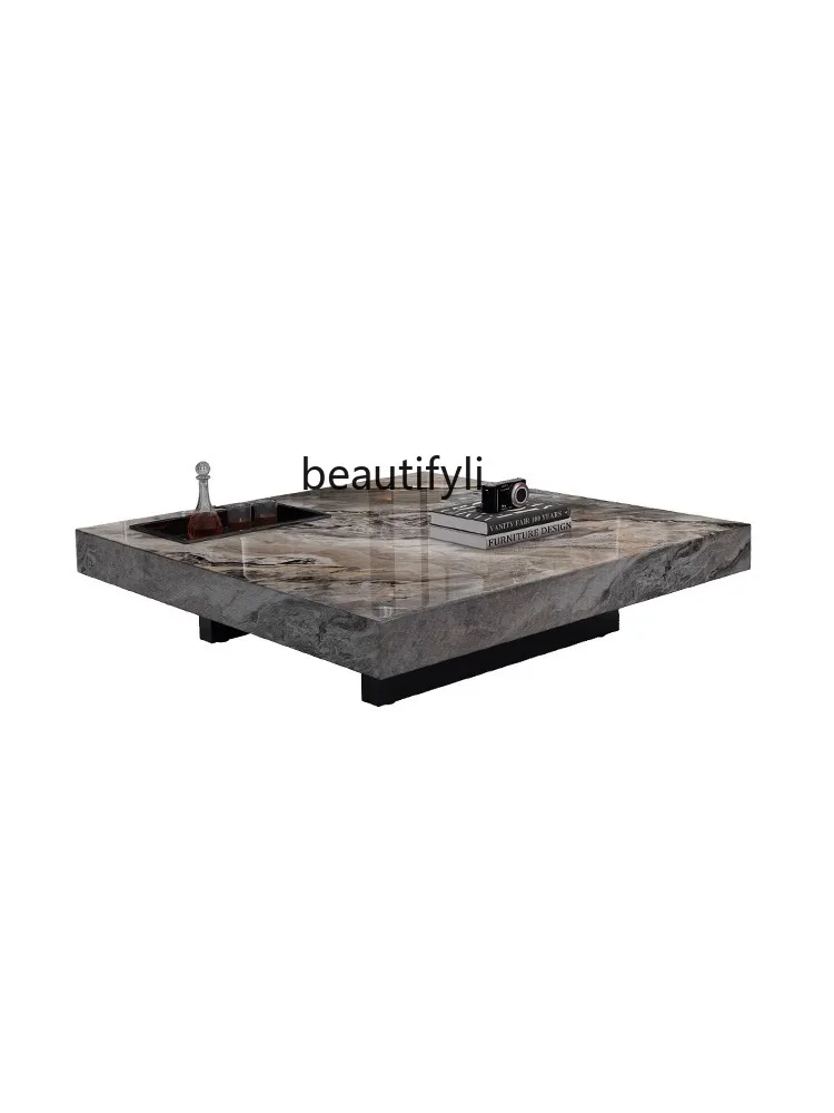 

Italian Minimalist Stone Plate Coffee Table Modern Minimalist Living Room Home Rectangular Coffee Table Villa