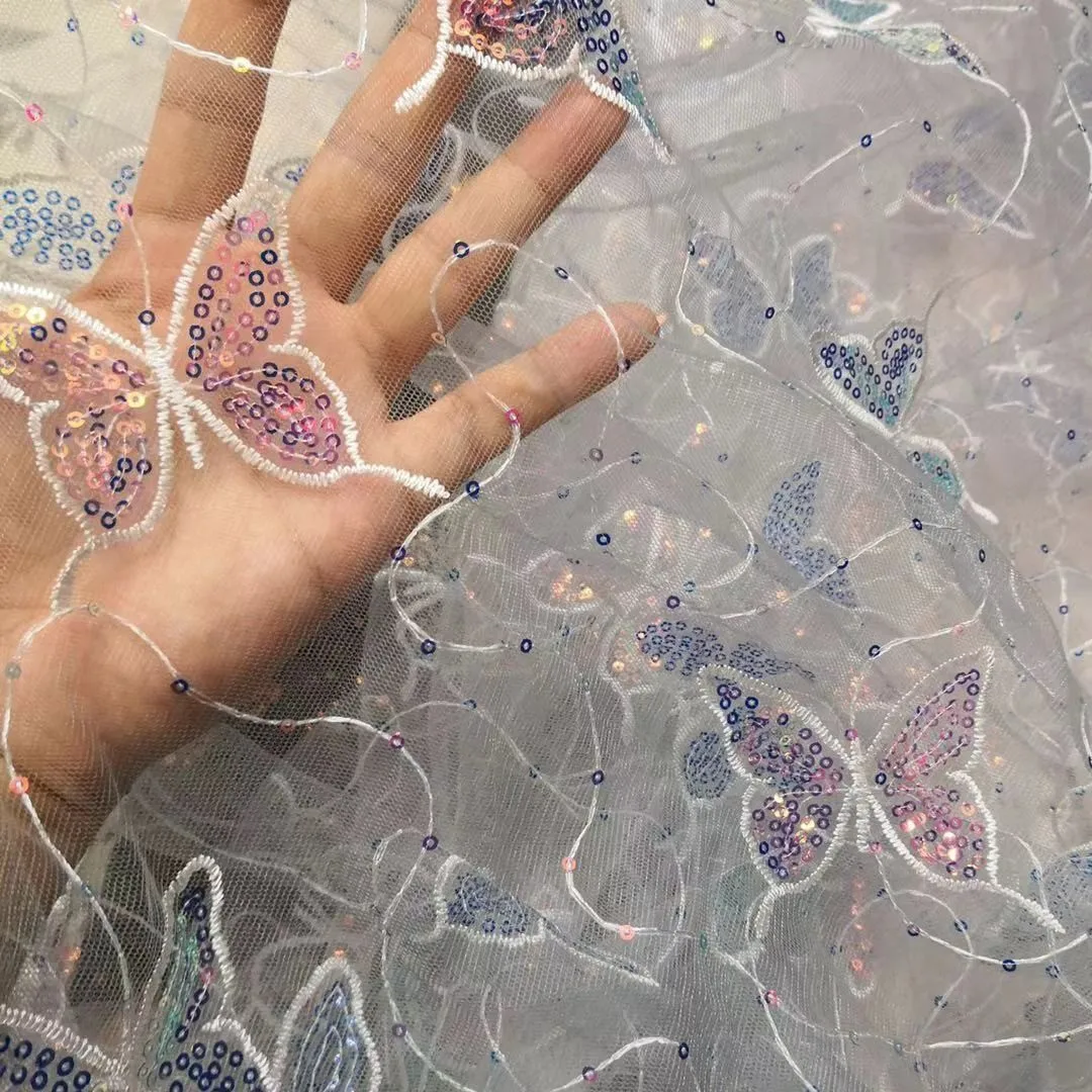 حالمة مزاجه ساري الأطفال النسيج فراشة اللباس المرأة للذوبان في الماء الزفاف شبكة التطريز الأقمشة