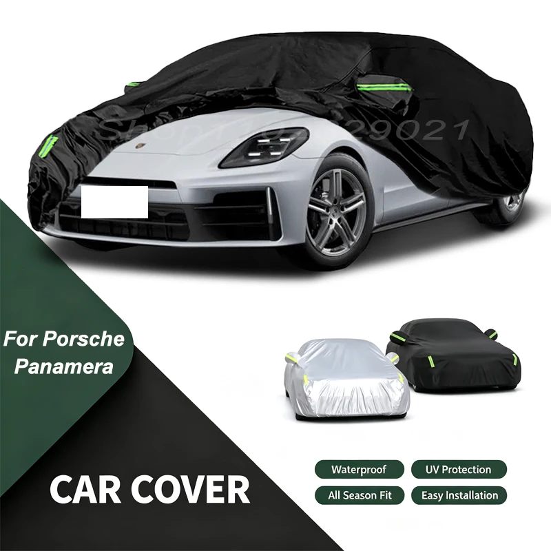 Full Car Cover For Porsche Panamera All Weather Outdoor Snow Sun UV Dustproof with Reflective Strips Wind Straps