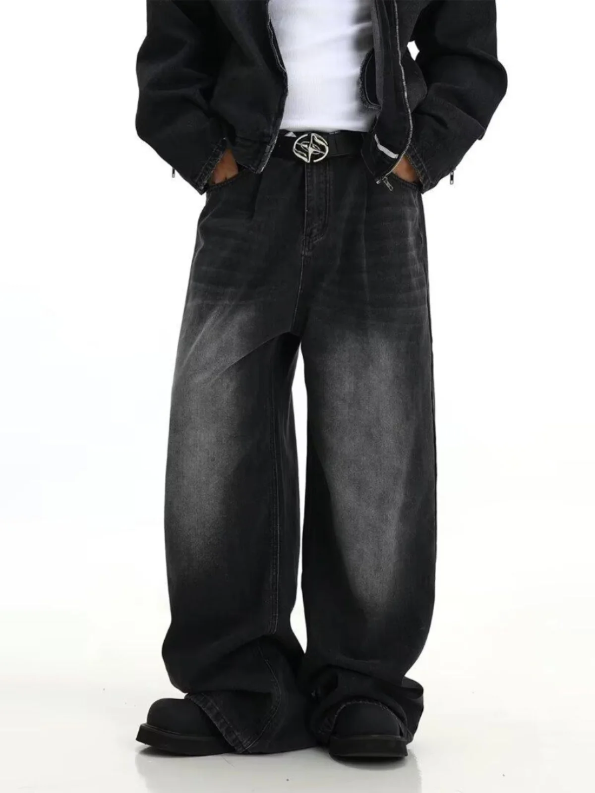 

Мужские джинсы в стиле ретро-американский вейд, повседневные, прямые, широкие, свободного кроя, универсальные, для пар, на каждый день, молодежный тренд