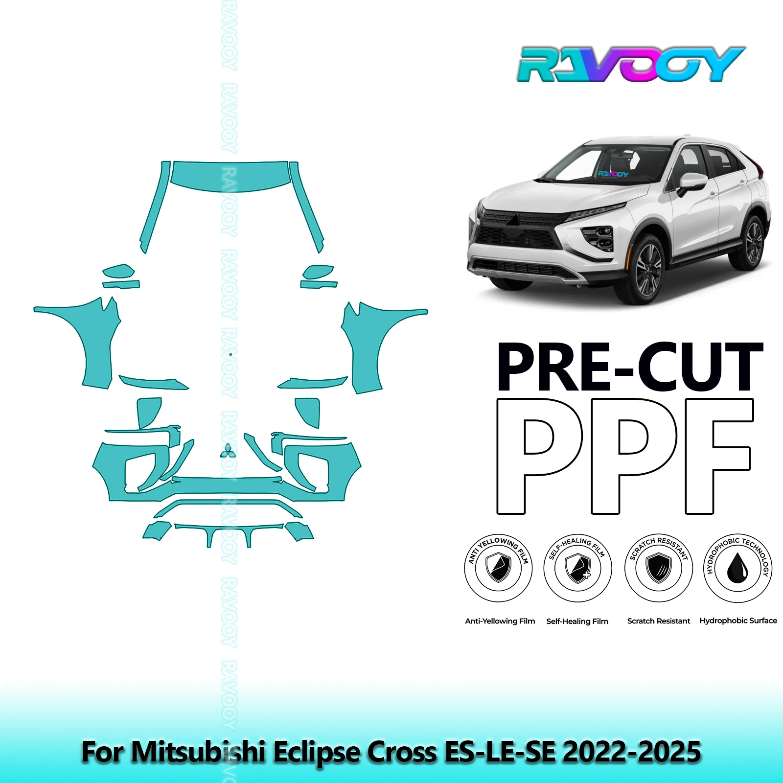 

Car Front Kit Clear Bra Precut PPF Paint Protection Film For Mitsubishi Eclipse Cross ES-LE-SE 2022-2025