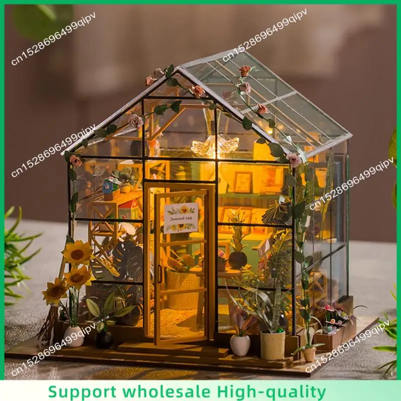 

Набор для коттеджа ABSF, мини-цветочный домик «сделай сам», ручная работа, 3D-головоломка, сборное здание, украшение для дома и спальни