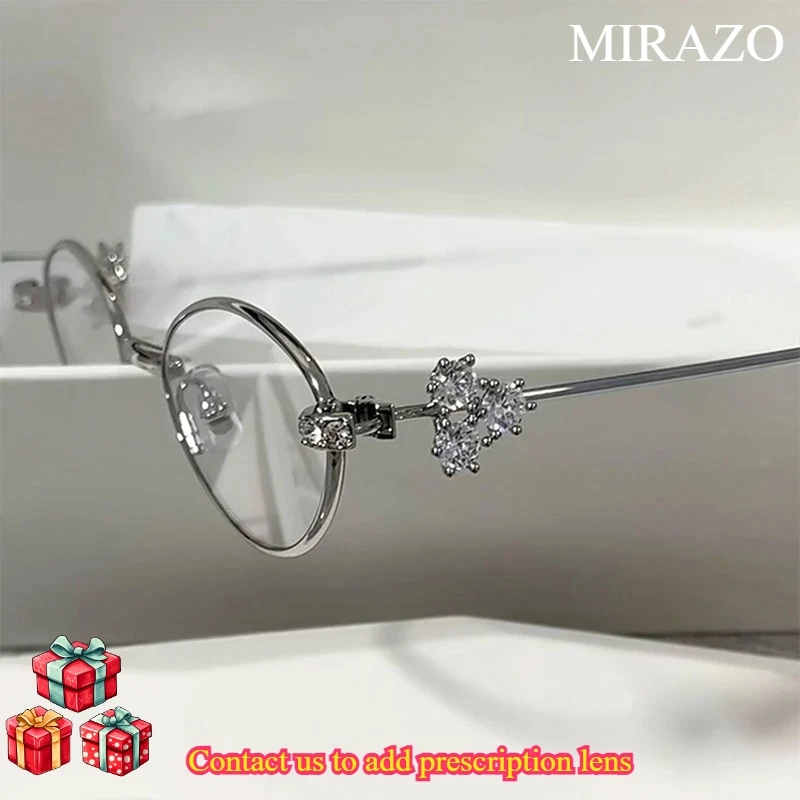 

Korean Fashion Designer Wedding GM Eyewear Carat Metal Oval Luxury Diamond Jewelry Eyeglasses Bling Optical Prescription Frame