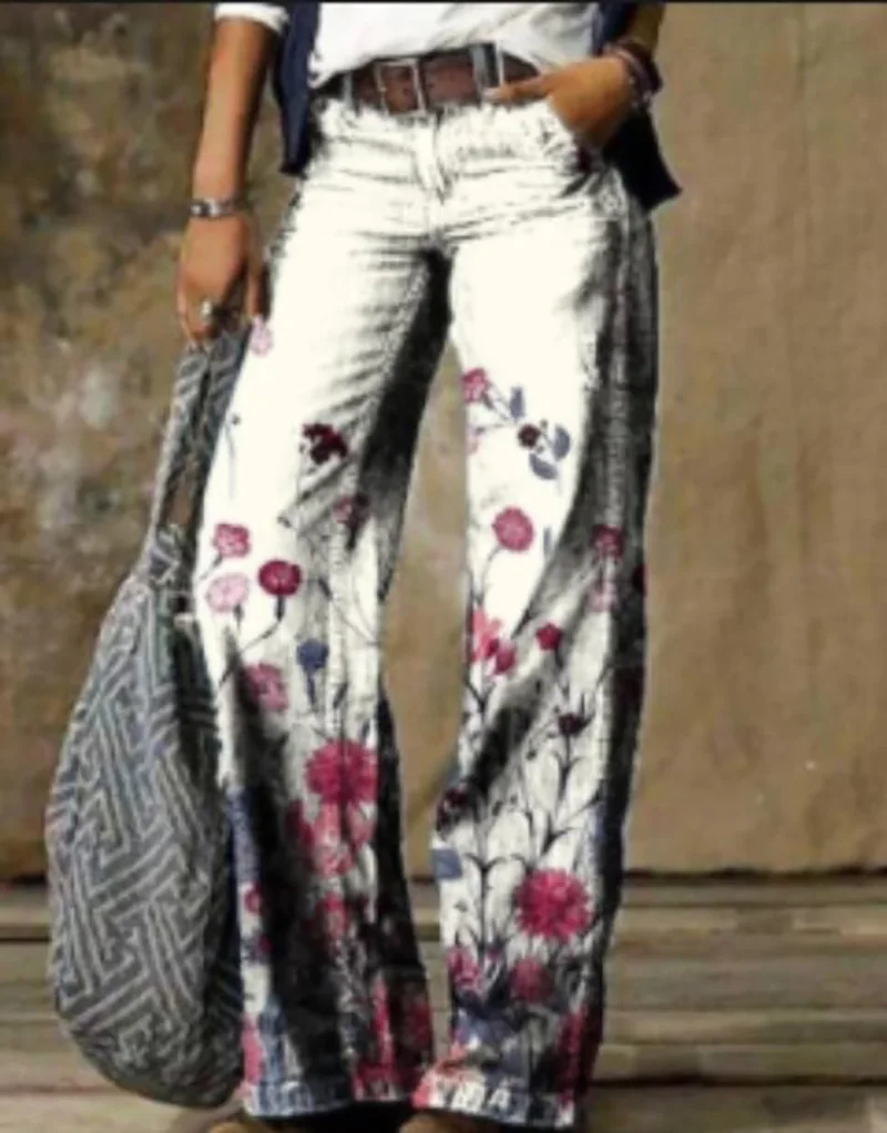 2024 primavera/estate nuovi pantaloni a gamba larga da ragazza piccante retrรฒ pantaloni Casual stile cittร dritti pantaloni a vita alta da donna